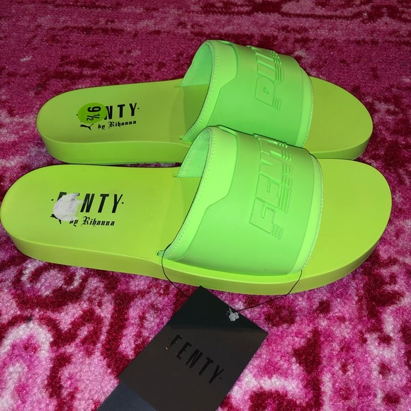 neon puma slides